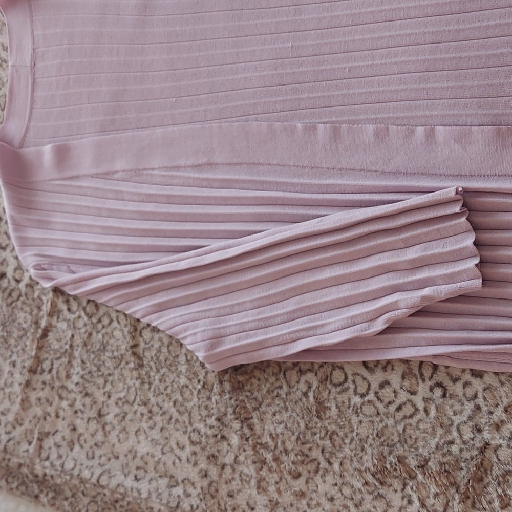 Chico's Lilac Pleated 3/4 Sleeve Duster - Picture 3 of 7